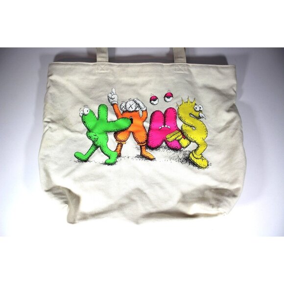 KAWS x Uniqlo Logo Spell Out Tote Bag K551 - Picture 1 of 9